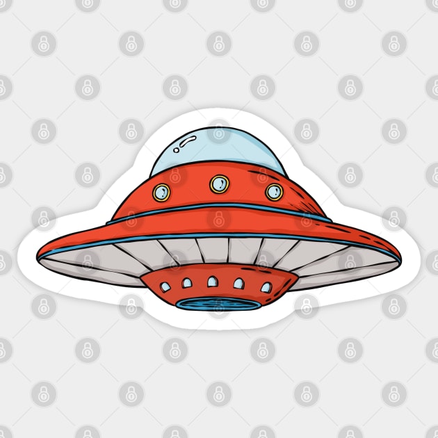 Spaceship Sticker by Mako Design 